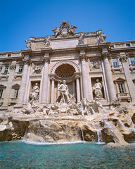 Italy, Rome. Coins collect in the waters of Trevi Fountain in Rome, Italy.