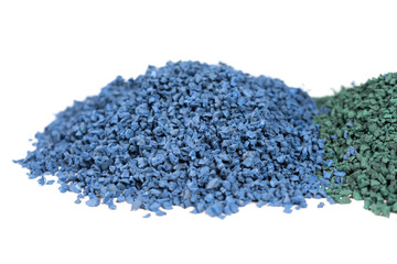 EPDM rubber granules . Colored Rubber Granules on white background