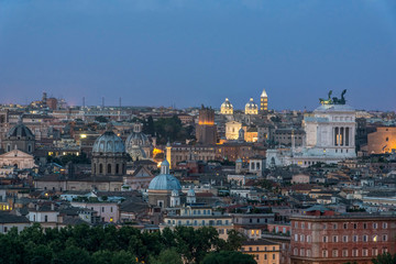 Italy, Rome, looking down on City Rooftops at Twilight