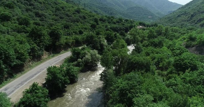 View from above on Debed canyon town Alaverdi, Armenia.