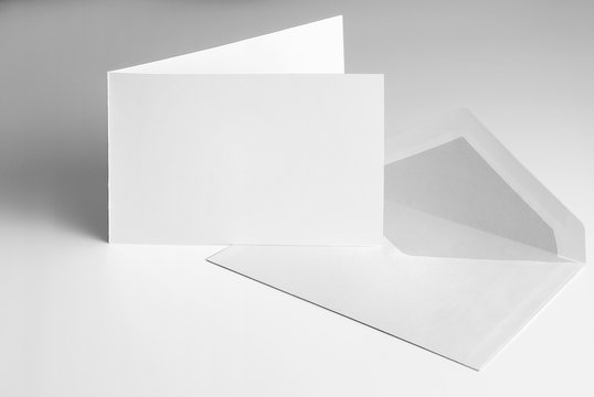 Blank open standing greeting card and envelope 