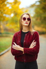 Gorgeous long haired girl wearing glasses