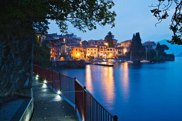 Italy, Varenna. Lake Como walkway at sunset. Credit as: Dennis Flaherty / Jaynes Gallery / DanitaDelimont. com