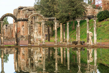 Italy, Lazio, Tivoli. Hadrian's Villa, UNESCO World Heritage Site. The Canopus.