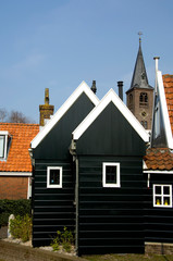 Fototapeta na wymiar The Netherlands (aka Holland), Volendam. Popular picturesque fishing village on the IJsselmeer. Typical Dutch architecture.