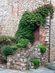 Fototapeta na wymiar Italy, Tuscany. Exploring the small hillside town of Vertine in the Chianti region of Tuscany.
