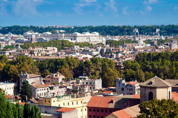 Fototapeta na wymiar View over city from Janiculum Hill, Rome, Italy, Rome, Unesco World Heritage Site, Latium, Italy, Europe