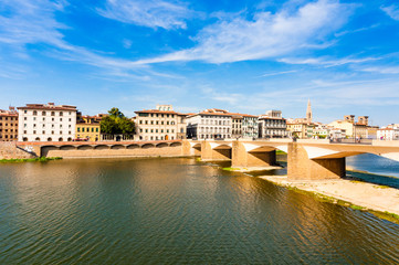 Obraz premium Ponte alla Carraia over Arno River, Florence, UNESCO World Heritage Site, Tuscany, Italy, Europe