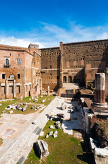Fototapeta na wymiar Remains of Forum of Augustus, Side porticoes, Rome, Unesco World Heritage Site, Latium, Italy, Europe