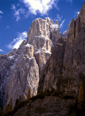 Italy, Corvara. There is a stunning view of the jagged peaks in Italy's Dolomite Alps, from the Corvara in Badia area.