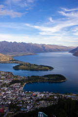 Fototapeta premium Aerial view of beautiful Queenstown, Otago, New Zealand