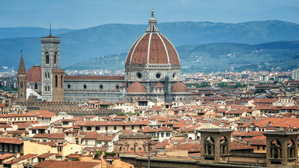Basilica dei Santa Maria del Fiore, Florence, Italy overview