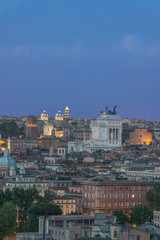 Fototapeta na wymiar Italy, Rome, looking down on City Rooftops at Twilight