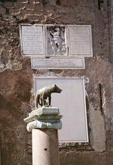 Italy, Rome. The Capitoline Wolf, with Romulus and Remus, on the Palatine Hill overlooking the Forum, a World Heritage Site, is supposed to have founded Rome, Italy in the 8th century B.C.