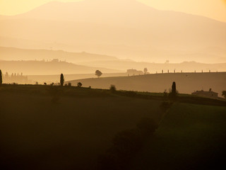 Italy, Tuscany, Morning light over the Tuscan landscape