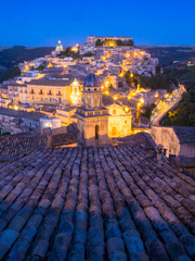 Santa Maria delli'Idria in the foreground and Ragusa Ibla Sicily behind