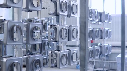 Metal details on hooks before powder painting and surface preparation