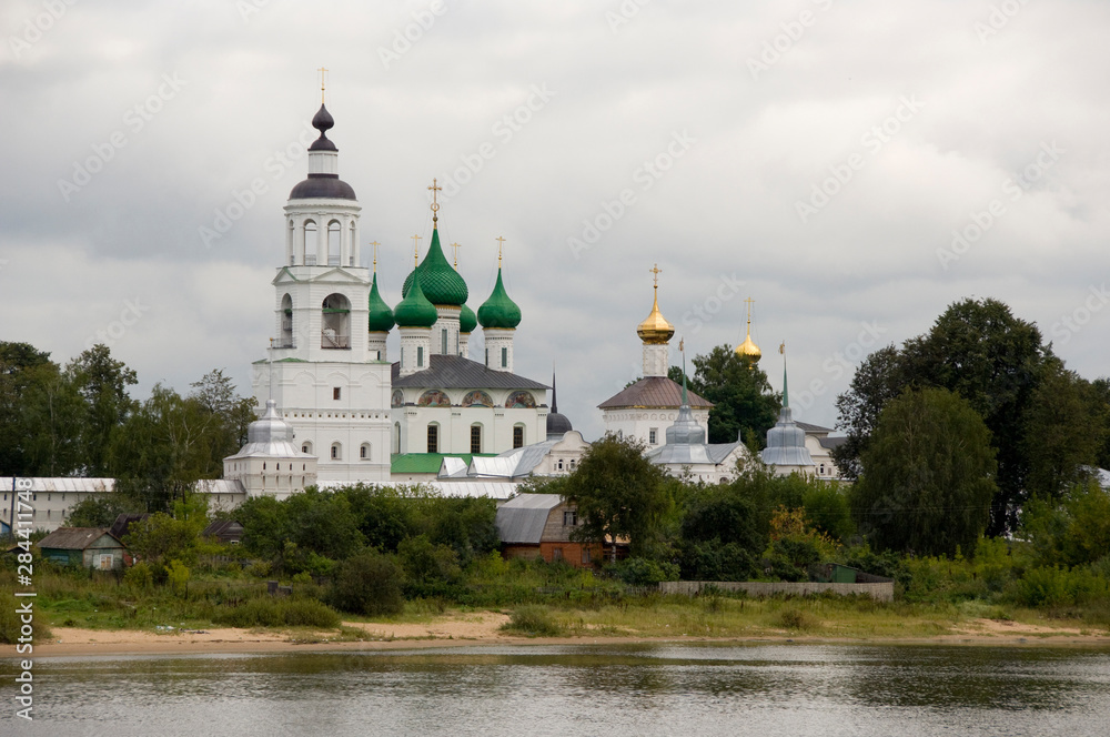 Poster Russia, Yaroslavl, Golden Ring city on the banks of the Volga. Historic monastery along the Volga