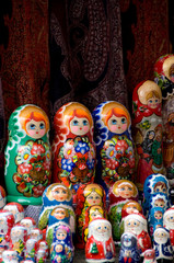 Russia, Golden Ring city of Uglich located on the banks of the Volga. Russian handicrafts, matryoshka dolls.