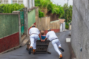 Toboggans or wicker sledges or baskets, Funchal, Madeira