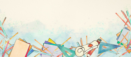 Watercolor school banner © pronoia