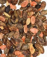 Seeds of watermelon on a white background. watermelon seeds for sowing.