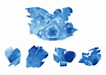 Fototapeta premium Abstract backgrounds. Blue watercolour textures isolated on white.