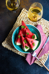 Organic food concept with watermelon