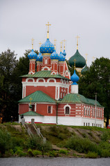 Fototapeta na wymiar Russia, Golden Ring city of Uglich on the banks of the Volga. Church of St. Dmitry (aka Demetrius) on the Blood.