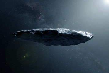 A huge gray asteroid in deep space. Elements of this image were furnished by NASA
