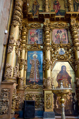 Russia, Golden Ring city of Uglich on the Volga. Cathedral of Our Savior's Transfiguration. St. Demetrius icon (icon with blue background). 