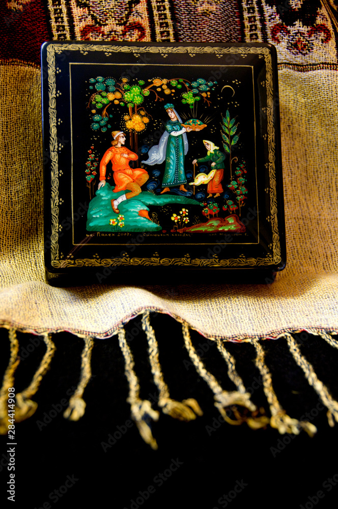 Canvas Prints russia: typical russian painted lacquer box.