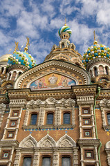 Obraz premium Russia, St. Petersburg, Nevsky Prospekt, The Cathedral of the Resurrection (aka Our Savior on the Spilt Blood), c. 1883-1907.