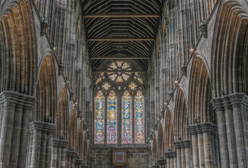Fototapeta premium UK, Scotland, Glasgow, Glasgow Cathedral (St. Mungo Cathedral) Interior constructed in the 12th century