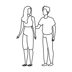 young lovers couple avatars characters