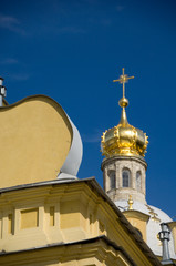 Fototapeta na wymiar Russia, St. Petersburg, Hare Island, Peter and Paul Fortress, Bell Tower. SS Peter & Paul Cathedral (aka Petropavlovsky Sobor) 