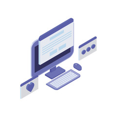 desktop computer screen with email notifications