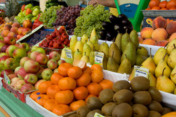 Russia, Yaroslavl, Golden Ring city on the banks of the Volga. Typical produce market.