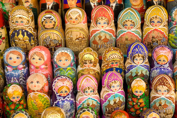 Russia. Moscow. Arbatskaya. Stary Arbat. Matryoshka dolls.