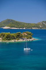 Obraz premium Views around Kolocep Island, Boat tour of Elaphite Islands from Dubrovnik, Southeastern Tip of Croatia, Dalmation Coast, Adriatic Sea, Croatia, Eastern Europe