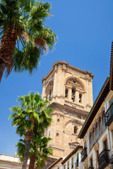 Fototapeta na wymiar Spain, Granada. This is the bell tower of the Granada Cathedral.