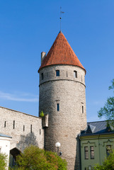 Fototapeta premium The old city walls of the Old Town of Tallinn, UNESCO World Heritage Site, Estonia, Baltic States