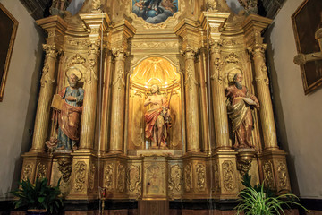 Obraz premium Spain, Balearic Islands, Mallorca, Valldemossa, Tramuntana mountain village in West Mallorca. Smaller, less prominent church.