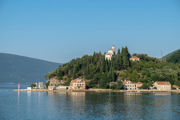 Fototapeta na wymiar Church of St. Nedjelja, Lepetani Narrows, Bay of Kotor, Montenegro, Europe