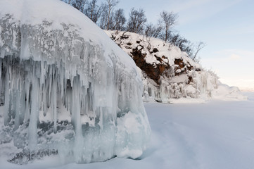 Ice formations, Tornetrask Lake, Abisko National Park, Sweden.