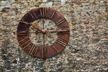 Old clock on wall, Zagreb Cathedral, Zagreb, Croatia