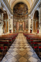 Fototapeta na wymiar Interior architecture of Catholic church in Dubrovnik, Croatia a UNESCO World Heritage Site