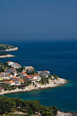 Naklejka na ściany i meble Beautiful coastline of Hvar Island and the Adriatic Sea, Croatia