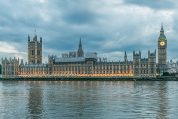 Fototapeta na wymiar UK, London. Big Ben and Parliament Buildings at sunset