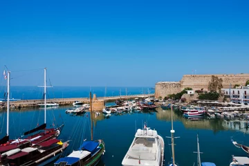 Foto op Canvas Historic harbor and castle, Kyrenia, Turkish Republic of Northern Cyprus © Keren Su/Danita Delimont